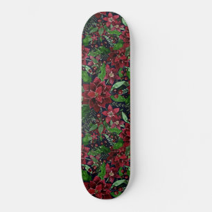 Burgundy Poinsettia Blume Wasserfarbe Skateboard