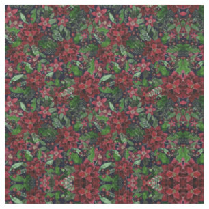 Burgundy Poinsettia Blume Wasserfarbe Stoff