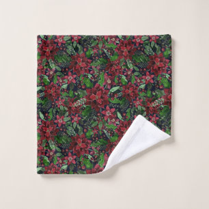 Burgundy Poinsettia Blume Wasserfarbe Waschlappen