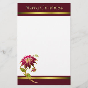 Burgundy Poinsettia Weihnachtsgeschichten Briefpapier