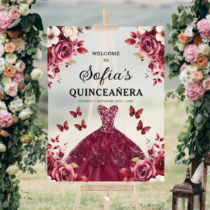 Burgundy Princess Quinceañera Bienvenue