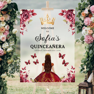 Burgundy Princess Quinceañera Bienvenue