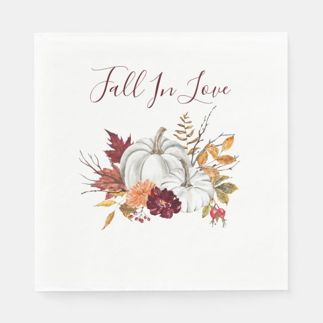 Burgundy Pumpkin Fall Brautparty Paper Serviette (Vorderseite)