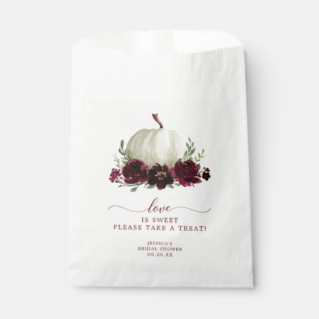 Burgundy Pumpkin Fall Gefallen Beutel Liebe ist sü Geschenktütchen (Vorderseite)