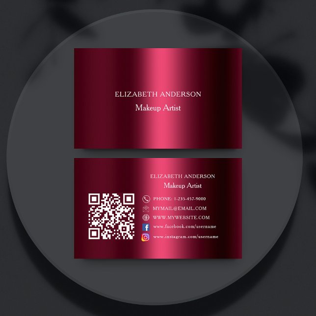 Burgundy Qr Code Social Media Instagram Facebook Visitenkarte (Von Creator hochgeladen)