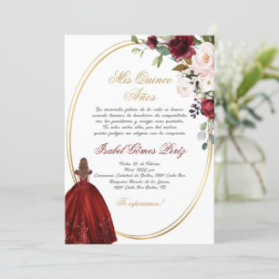 Burgundy Quinceanera Silhouette Einladung