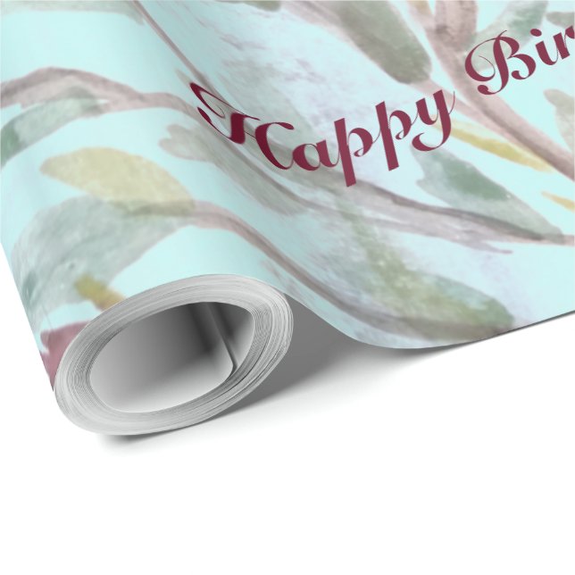 Burgundy Raspberry Wasserfarbe Blumengeschenk Wrap Geschenkpapier (Rolleneckpunkt)