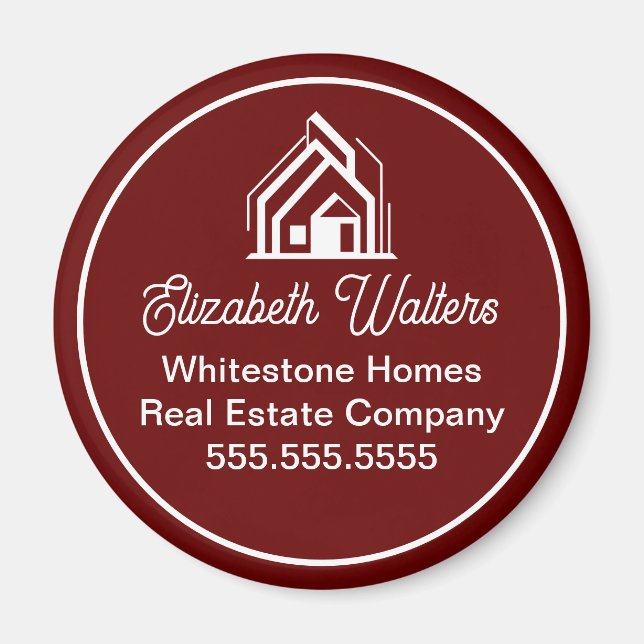 Burgundy Real Estate Company Customized Realtor Magnet (Vorne)
