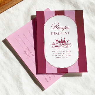 Burgundy Recipe Request Bridal Shower Begleitkarte