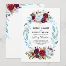 Burgundy Red and Dusty Blue Floral Wedding