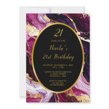 Burgundy Red and Gold Marble Agate Birthday Party