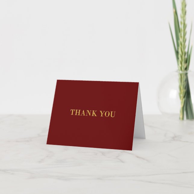 Burgundy Red and Gold Minimalistisch Dankeschön Ca Dankeskarte (Vorderseite)
