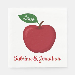 Burgundy Red Apple Liebe Hochzeit im Herbst Party Serviette