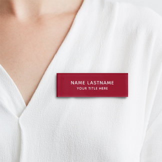 Burgundy Red Basic Einfache Minimalistische Modern Namenschild