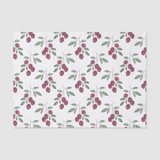 Burgundy Red Berries Pattern Seidenpapier (Vorderseite)