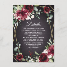 Burgundy Red Black and Gold Floral Elegante Hochze