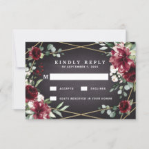 Burgundy Red Black and Gold Floral Elegante Hochze