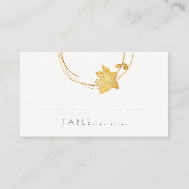 Burgundy Red Blume Gold Zickzack Strip Table Card Platzkarte (Vorderseite)