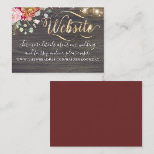 Burgundy Red Blume Rustikale Hochzeit im Herbst We Visitenkarte