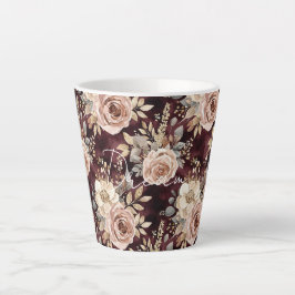 Burgundy Red Blush Floral Wedding Milchtasse