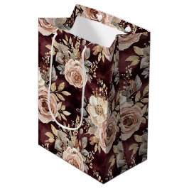Burgundy Red Blush Floral Wedding Mittlere Geschenktüte