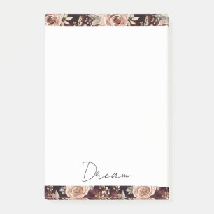 Burgundy Red Blush Floral Wedding Post-it Klebezettel