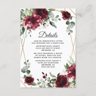 Burgundy Red Blush Gold Geometric Greenerity Weddi Begleitkarte