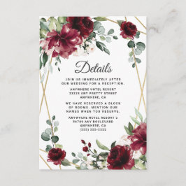 Burgundy Red Blush Gold Geometric Greenerity Weddi Begleitkarte