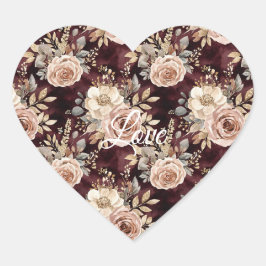 Burgundy Red Blush Herz-Aufkleber