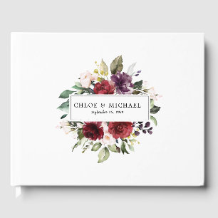 Burgundy Red Blush Pink Lila Rose Blumenzehen Gästebuch