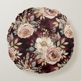 Burgundy Red Blush Rundes Kissen