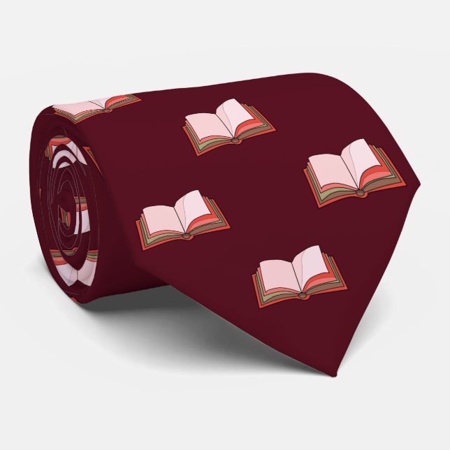 Burgundy Red Book Lover's Work, Graduation Krawatte (Gerollt)