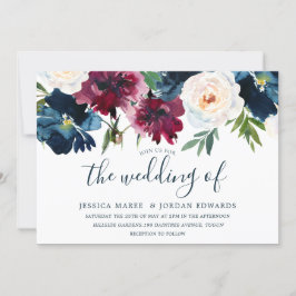 Burgundy Red Burgundy Floral Modern Wedding Einladung