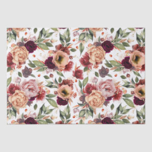 Burgundy Red Burnt Orange Floral Fall Party Gesche Seidenpapier