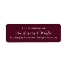 Burgundy Red Calligraphy Wedding Rücksendeadresse 
