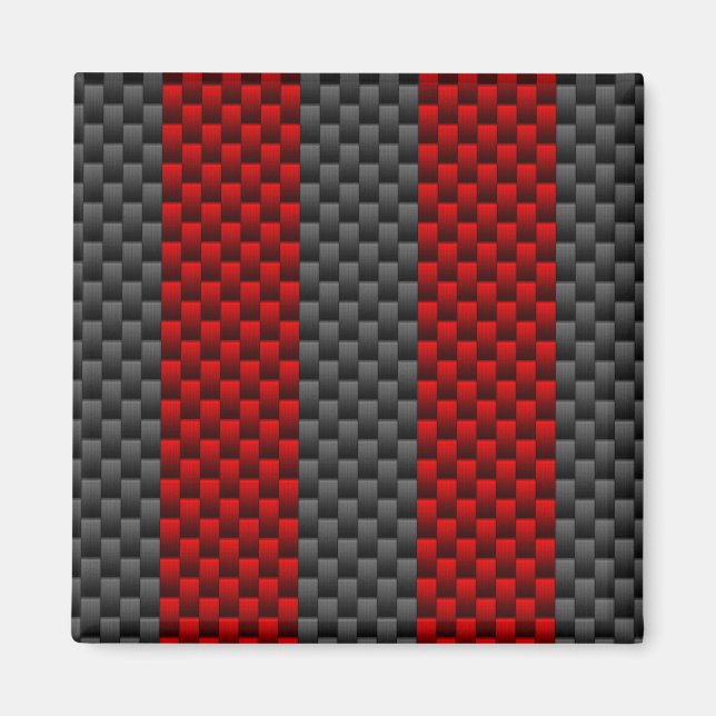 Burgundy Red Carbon Fiber Like Racing Stripes Magnet (Vorne)
