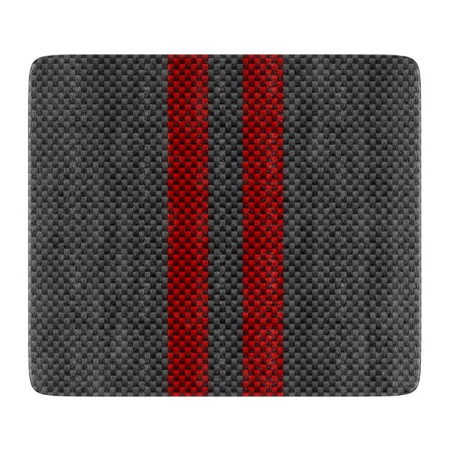 Burgundy Red Carbon Fibre Style Streifen Schneidebrett (Vorderseite)