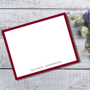 Burgundy Red Classic Border Correspondence Mitteilungskarte
