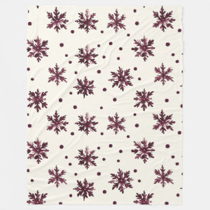 Burgundy Red Cream Snowflakes Weihnachten Fleecedecke