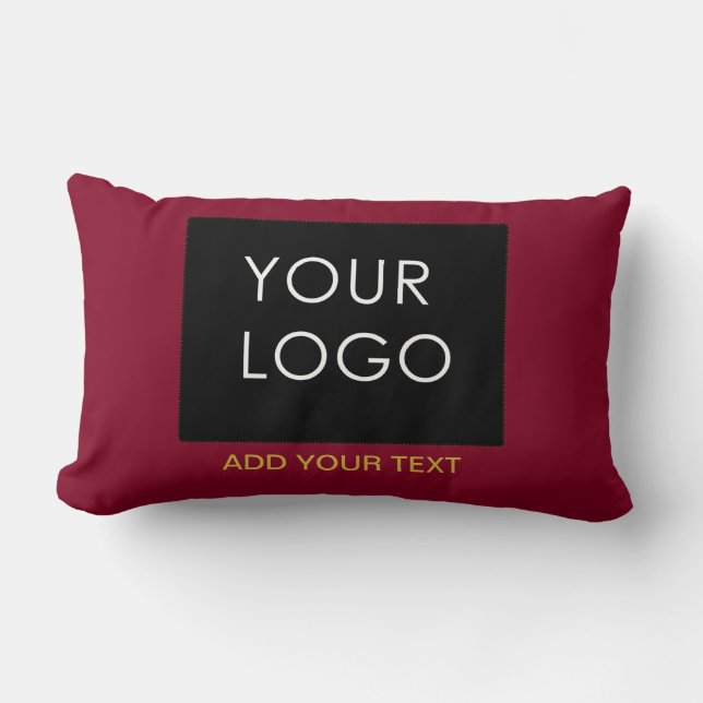 Burgundy Red Customizable Business Add Your Logo Lendenkissen (Vorderseite)