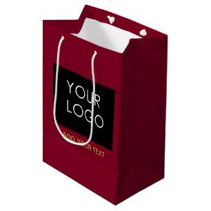 Burgundy Red Customizable Business Add Your Logo Mittlere Geschenktüte