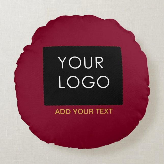 Burgundy Red Customizable Business Add Your Logo Rundes Kissen (Vorderseite)