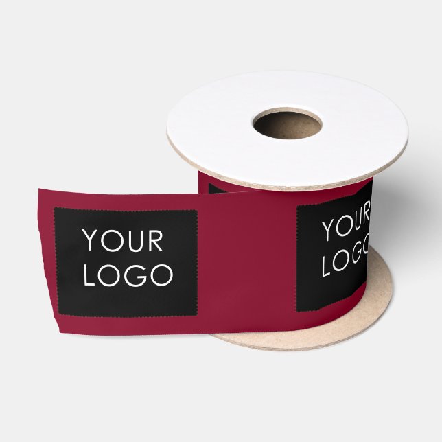 Burgundy Red Customizable Business Add Your Logo Satinband (Spule)