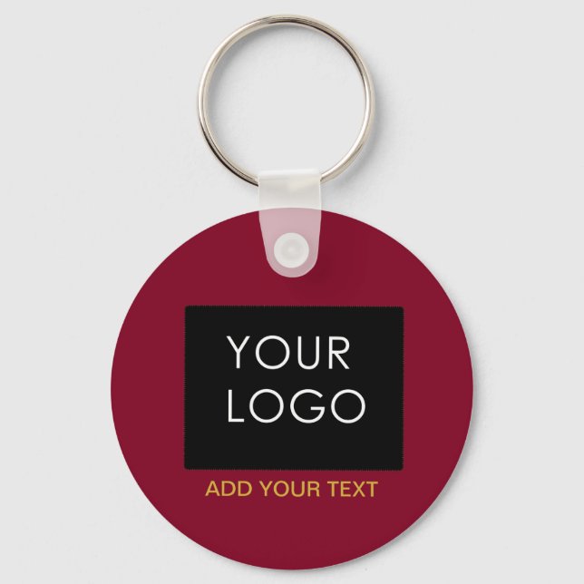 Burgundy Red Customizable Business Add Your Logo Schlüsselanhänger (Vorderseite)