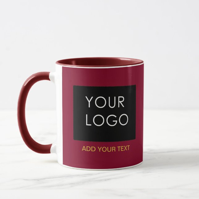 Burgundy Red Customizable Business Add Your Logo Tasse (Links)