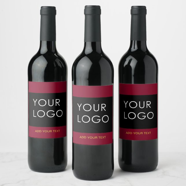Burgundy Red Customizable Business Add Your Logo Weinetikett (Flaschen)