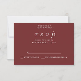Burgundy Red Elegant Modernes Wedding RSVP