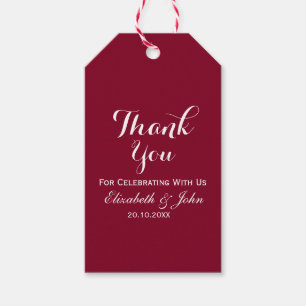 Burgundy Red Elegant Wedding Vielen Dank, dass Sie Geschenkanhänger