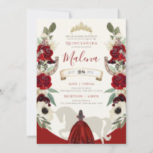 Burgundy Red Elegante Watercolor Charro Quinceaner