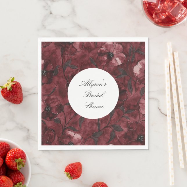 Burgundy Red Floral Brautparty Serviette (Beispiel)